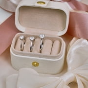 JeenMata Lab Grown Diamond 1 Carat Round Cut Solitaire Engagement Ring in 18K White Gold Plating for Women