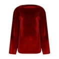 thumbnail image 5 of UTSJKR Women's Velvet Blouses Cocktail Evening Party Dressy Casual Long Sleeve Shirts Cowl Neck Ruched Long Sleeve Tops Red S, 5 of 6