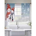 thumbnail image 4 of Blue Snowman Christmas Sheer Curtains 54 Inch Length 2 Panels Set, Snowflake Xmas Blue Voile Window Treatment Rod Pocket Short Kitchen Curtains Drapes for Bedroom 52"x54"x2, 4 of 7