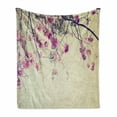thumbnail image 1 of Nature Soft Flannel Fleece Throw Blanket, Floral Flowers Branches Sakura Blooms Cherry Blossoms Spring Time Photo, Cozy Plush for Indoor and Outdoor Use, 70" x 90", Cream Fuchsia Brown, by Ambesonne, 1 of 6