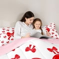 thumbnail image 4 of Erosebridal Red Bowknot Kids Twin Bedding Sets 7-Piece, Cute Bow-tie Bedding Comforter Set, Pink Reversible, 4 of 7
