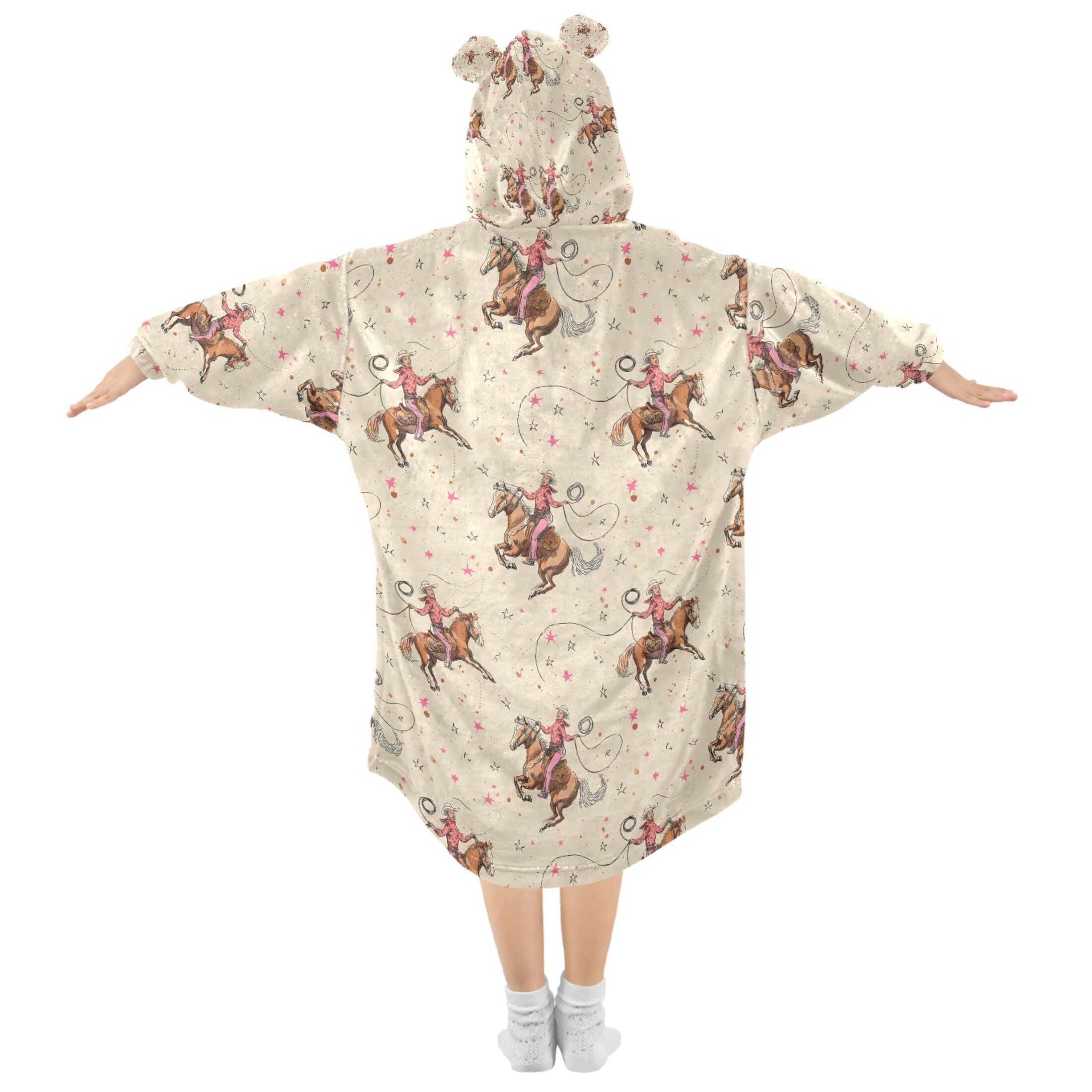 joogoo Blanket Hoodie for Cowboys Riding Oversize Sweatshirt 3-14 YR L