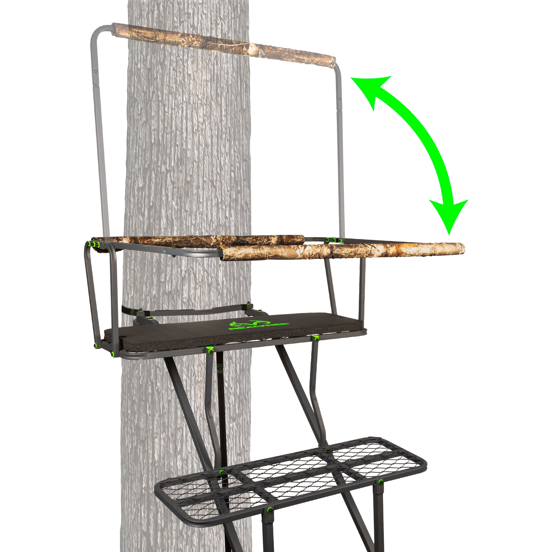 Realtree 15' Air Strike Hunting Ladder Treestand W/Jaw and Shooting Rail