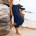 thumbnail image 6 of VBVC Women's Cotton Linen Capri Pants , Wide Leg Culottes Trousers For Women , Ladies' Summer Cropped Pants with Pockets, S-2XL, 6 of 6