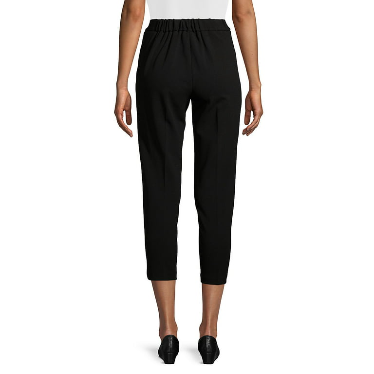 Calvin Klein Women's Piped-Trim Cropped Pants Black Size 14