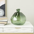 thumbnail image 3 of DecMode 12" Handmade Wide Spanish Bottle Neck Ombre Green Recycled Glass Vase, 3 of 14