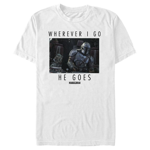 Men's Star Wars: The Mandalorian Wherever I Go He Goes Graphic Tee White X Large
