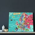 thumbnail image 3 of Logiee Cartoon Map Of Europe Print Canvas Wall Art ,Art Poster,Canvas Decorative Picture,Decor Wall Pictures for Living Room Bedroom Bathroom,Ready to Hang, 3 of 6