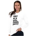 thumbnail image 3 of Who Needs Paris Hashtag NY LA Fashion Women Plus Size Long Sleeve Graphic Tee Brisco Brands 2X, 3 of 5