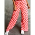thumbnail image 4 of Women Wide-Leg Pants Checkerboard Elastic Waist Loose Trousers Spring Summer Casual Sweatpants Bottoms, 4 of 6
