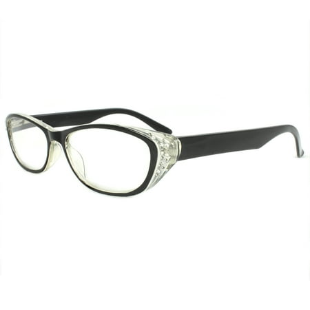 Oval Fashion Reading Glass Black Frame with Power vision + 1.75 for Women