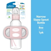 Dr. Brown's Milestones Narrow Sippy Bottle with 100% Silicone Handles and Soft Sippy Spout, 8oz/250mL, 6m+, BPA Free, Light Pink, 1 Pack