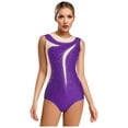 thumbnail image 2 of Nyeemya Women's Gymnastics Leotard Tank Top Sleeveless Sparkly Rhinestones Ballet Dance Bodysuit Purple L, 2 of 5