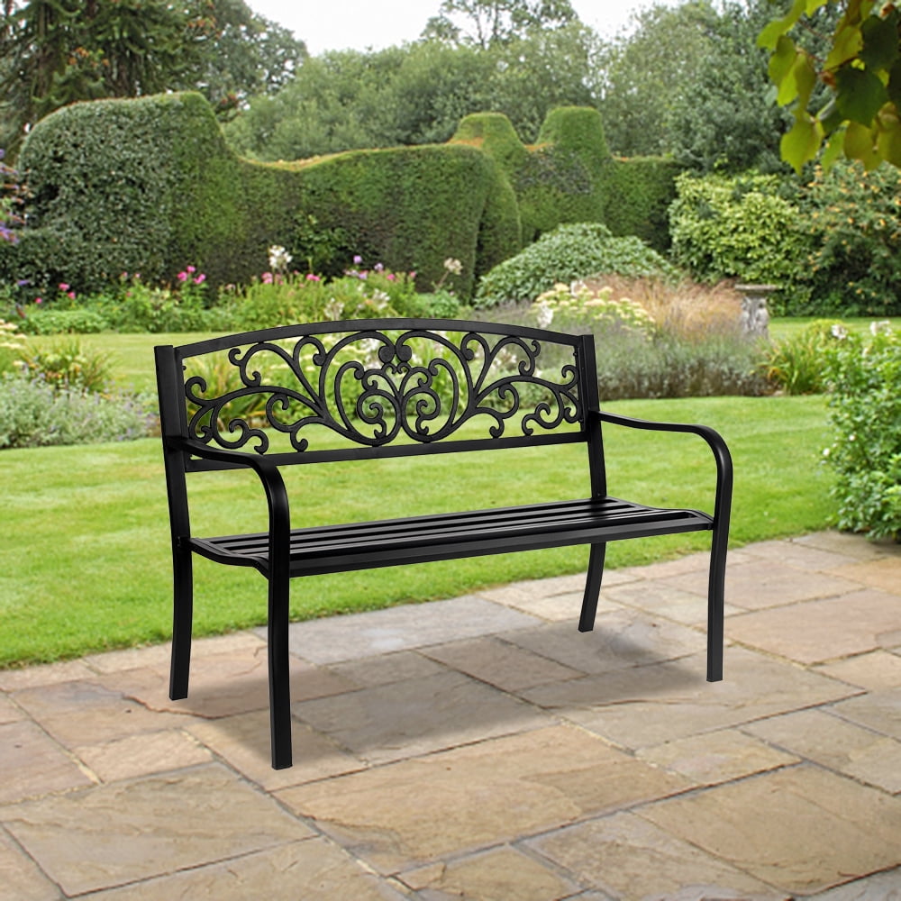 Garden And Patio Furniture Outdoor Garden Park Seat Wooden Metal Bench Cast Iron Leg Armrest Chair