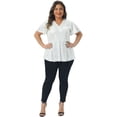 thumbnail image 3 of DARING DIVA Women's Plus Sequin V Neck Faux Wrap Metallic Shirt 1X Silver, 3 of 6