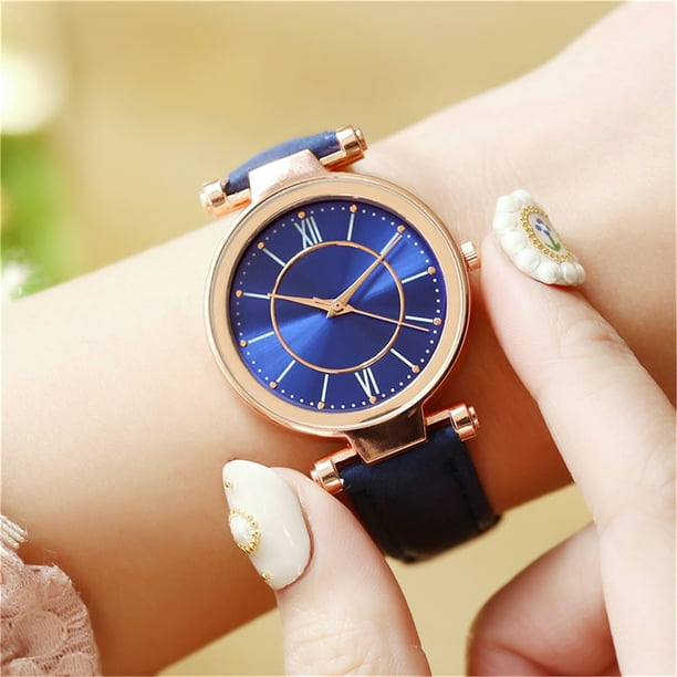 On Sale! Mothers Day Gift for Grilfriend Womens Watches ,Ladies Casual Alloy Leather Belt Watch Analog Quartz Wristwatches,Blue Buy 2 Save 10%