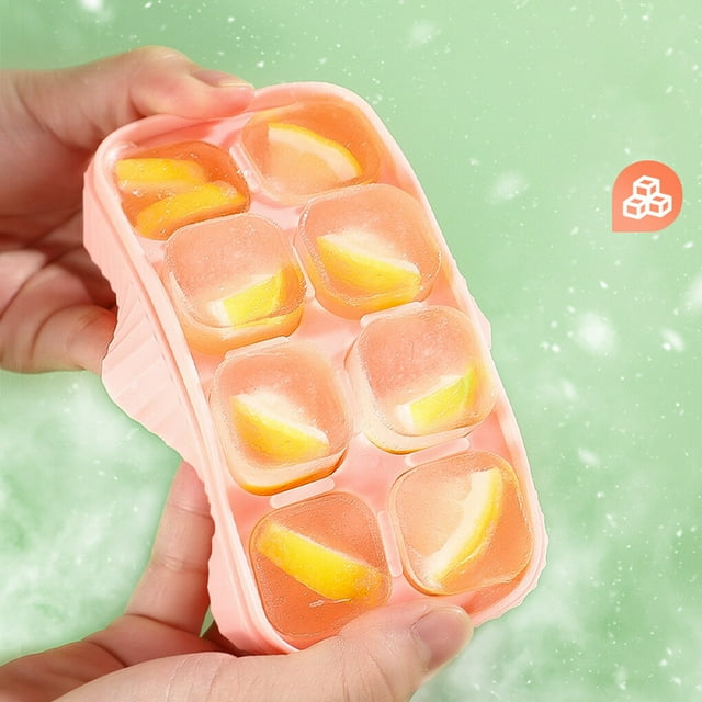 relayinert Ice-cube Tray Flexible Non-stick Summer Solid Color Replacement 8 Grid Home Kitchen Ice-cream Mold Accessories Pink