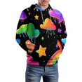 thumbnail image 5 of Colorful Clouds And Rainbows Pattern Men's Women Vintage 3D Hooded Sweatshirt - All-Season Loose Fit Streetwear, 5 of 6