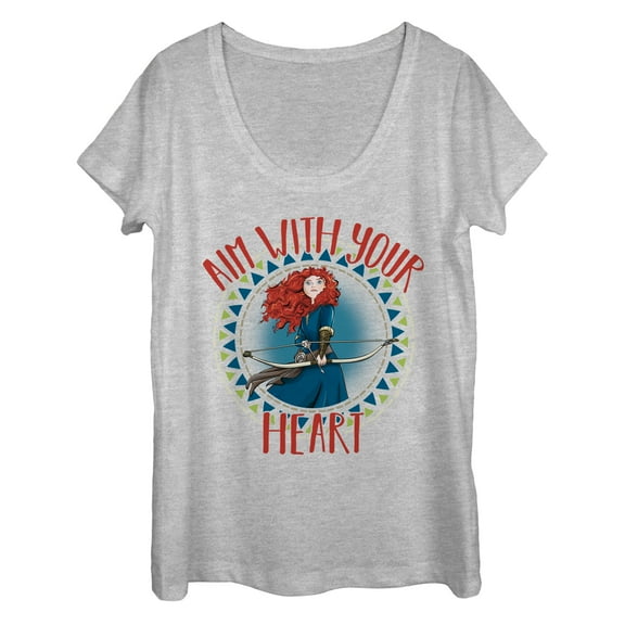 Women's Brave Merida Aim With Heart  Scoop Neck Athletic Heather Large