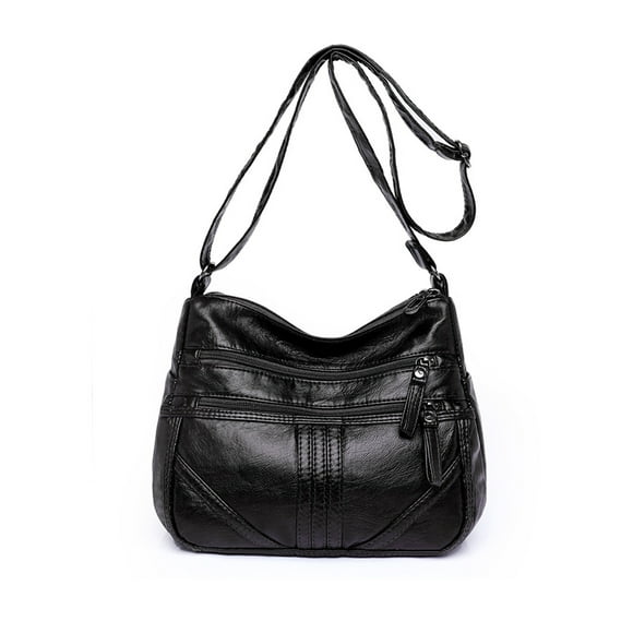 Fashnice Women Shoulder Bags Adjustable Strap Crossbody Bag Large Capacity Soft Purse Multi Pockets Ladies Fashion Metal Zipper Black