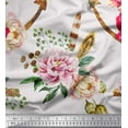 thumbnail image 1 of Soimoi Pink Polyester Crepe Fabric Anchor Hook & Rose Flower Printed Craft Fabric by The Yard 42 Inch Wide, 1 of 1