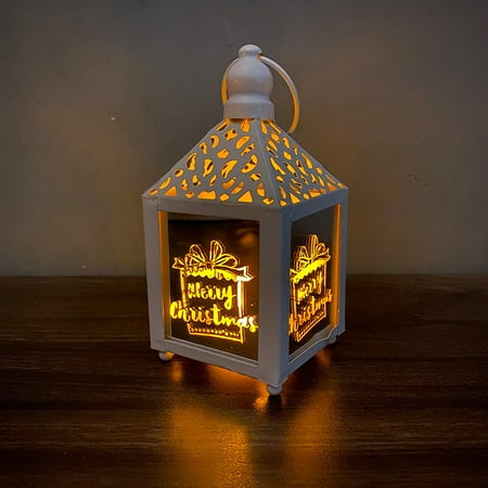 

Christmas Decorations Savings! CWCWFHZH Christmas Wrought Iron Wind Lantern Small Lantern Led Luminous Decor Lamp Ornament Pendant Lamp