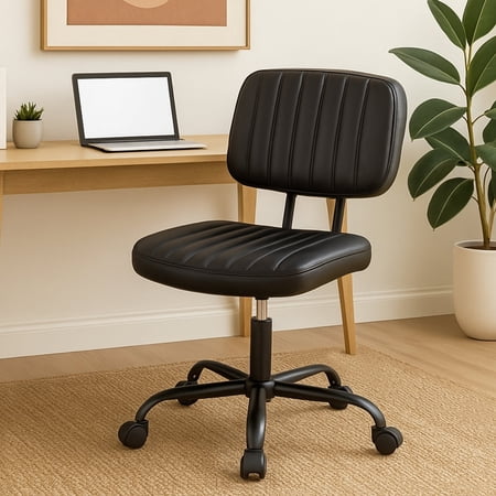 armless office desk chair pu product