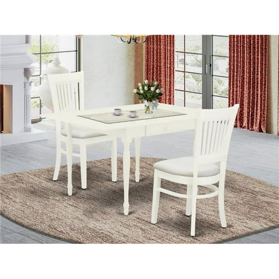 3 Piece Monza Kitchen Dining Table Set - Linen White