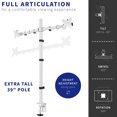 thumbnail image 6 of VIVO White Dual Monitor Extra Tall Adjustable Desk Mount for up to 27" Screens, 6 of 9