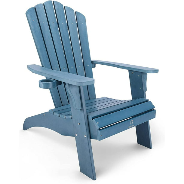 QOMOTOP Oversized Poly Lumber Adirondack Chair with Cup Holder, All ...