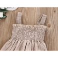 thumbnail image 4 of Baby Summer Jumpsuit Outfit Solid Color Ruched Toddler Girl Casual Sleeveless Suspender Rompers and Headband, 4 of 6