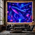 thumbnail image 6 of Cosmic Whale & Glowing Jellyfish in a Starry Ocean Scene, Dreamy Psychedelic for Ocean Lovers, Marine Life Wall Art, Housewarming Gift, Tapestry Wall Hanging for Bedroom, Living Room and Dorm, 6 of 7