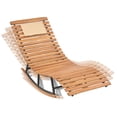thumbnail image 1 of Gymax Chaise Longue Pliante d'Extérieur en Eucalyptus avec Coussin Double Face, 1 of 7