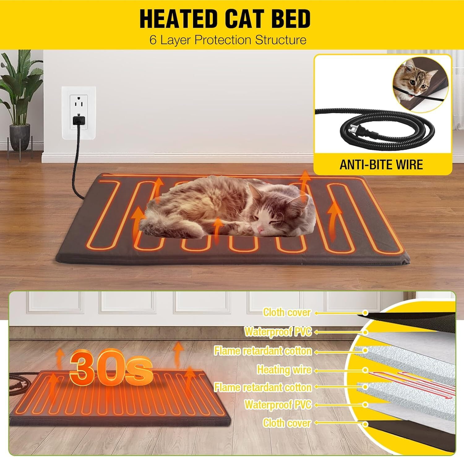 Aivituvin Heated Cat House for Outdoor Cats Feral Kitty Shelter with Heater Keep Warm in Winter,Insulated Liner Include