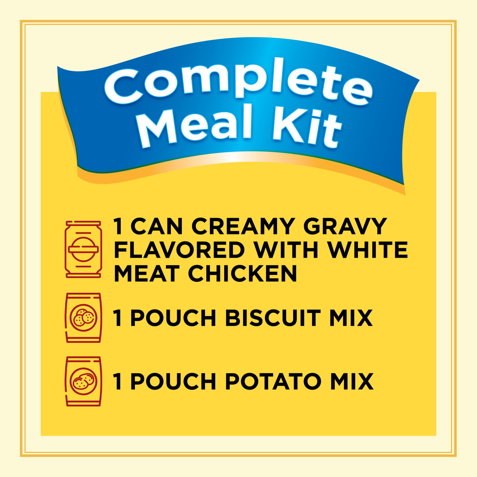 Banquet Homestyle Bakes Country Chicken, Mashed Potatoes and Biscuits, 6g Protein per Serving, Meal Kit, 30.9 oz.
