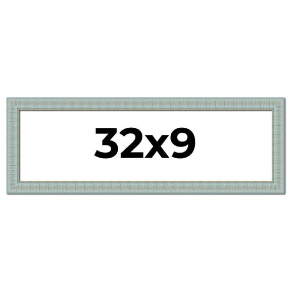 32x9 Frame Blue Teal Distressed Solid Wood Picture Frame | 1.625 Inch Moulding Width | Sonoma Blue