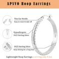 thumbnail image 4 of APSVO 2 Pairs 18K White Gold Plated Hoop Earrings for Women S925 Sterling Silver Post Hypoallergenic Earrings Set Birthday Valentines Day Jewelry Gifts Her Mom Girlfriend Female Adults Ideas 30/40MM, 4 of 6