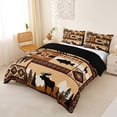 thumbnail image 2 of jejeloiu Rustic Moose Patchwork Bedding,Southwestern Fish Print Duvet Cover Full For Boys,Brown Beige,Black Reversible,3pcs,1 Duvet Cover and 2 Pillowcases, 2 of 6