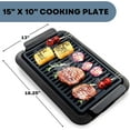 thumbnail image 6 of OVENTE Electric Indoor Grill with 15x10 Inch Non-Stick Cooking Surface, 1200W Fast Heat Up Power, Adjustable Temperature, Removable and Dishwasher Safe Grilling Plate and Drip Tray, Black GD1510NLB, 6 of 9