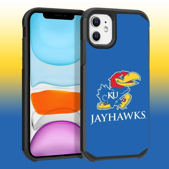 Apple iPhone 11 / XR - Licensed NCAA University of Kansas Jayhawks logo on Blue Textured Dual Layer Case