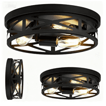LapEasy 13 inch Black Flush Mount Hallway Light Fixtures, 3-Light Ceiling Light Fixture, E26 Base, Ceiling Light Fixture for Kitchen,Farmhouse,Hall,Bedroom,Bathroom