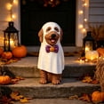 thumbnail image 5 of Clearance Gunhay Halloween Ghost Goldendoodle Dog Figurine, 7.9" Resin Doodle Goldendoodle Dog Statue with Pumpkin Bow Tie, 5 of 8
