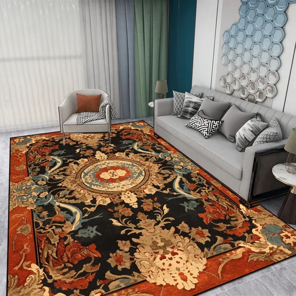 Bohemian Carpet for Living Room Vintage Luxury Red Rug Home ration Ethnic Style Large Bedroom Rug Wa