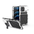 thumbnail image 2 of for iPhone 14 Pro Max Case, Military Grade Drop Proof Protection Mobile Phone Cover with Kickstand | Rugged Shockproof Matte Textured Sturdy Phone Bumper with Screen Protector, Silver, 2 of 8