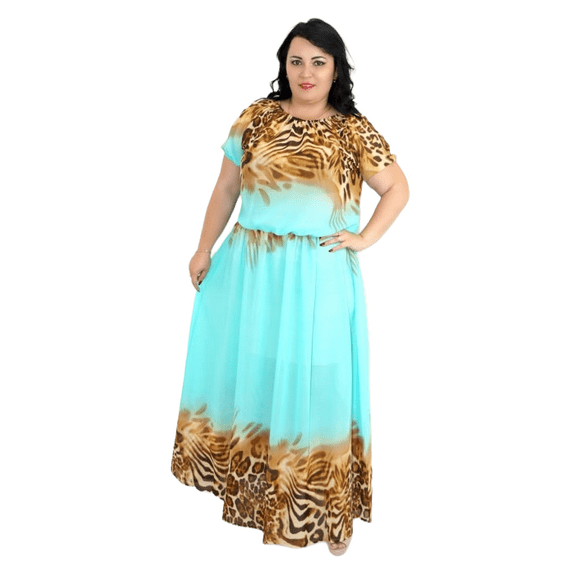 Maxi Dress With Elasticated Sleeve And Waist
