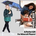 thumbnail image 3 of Paraguas Minecraft Kids con forma de cúpula transparente plegable, color negro y azul, 3 of 7