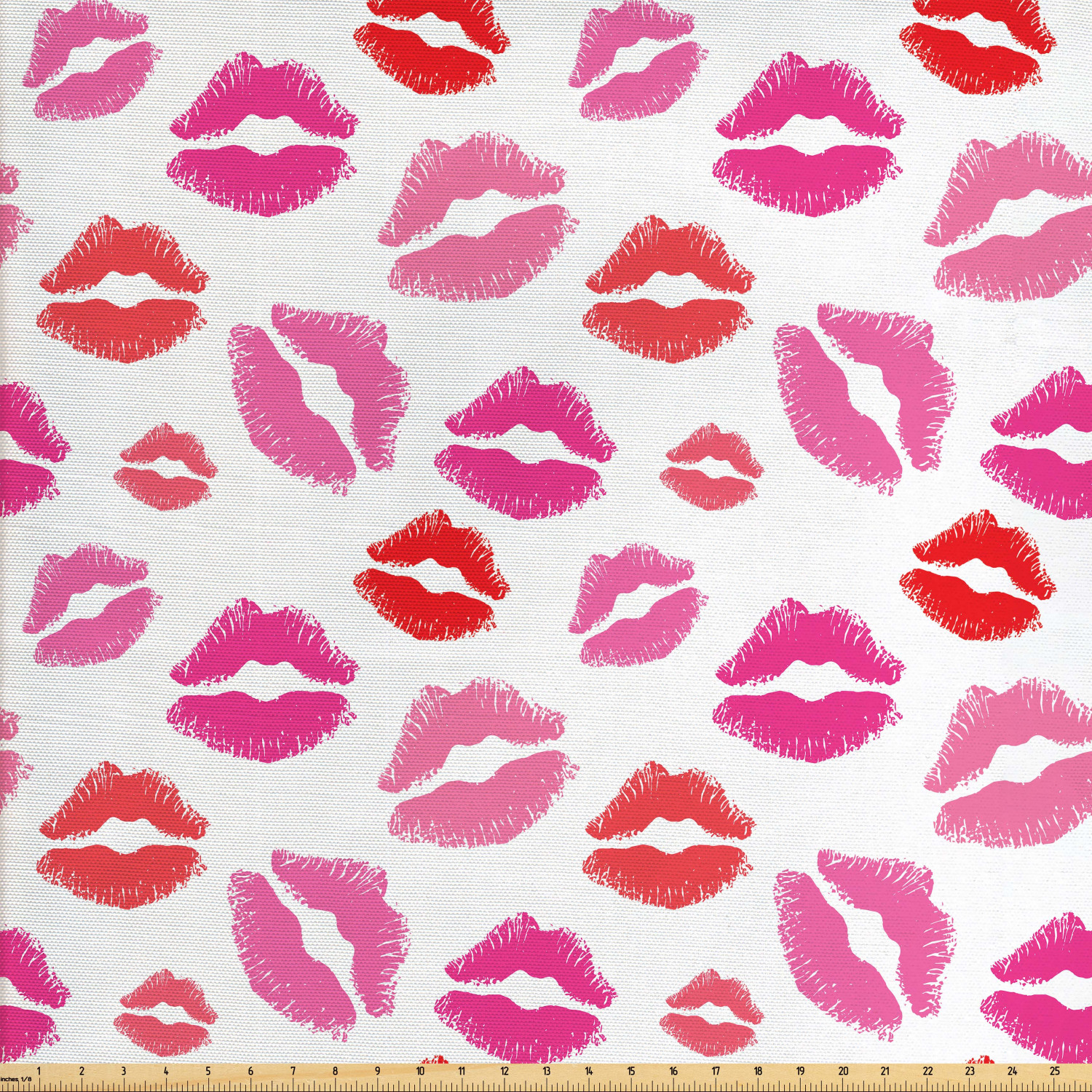 Lips Fabric by The Yard, Pink and Warm Color Romantic Kisses Smack
