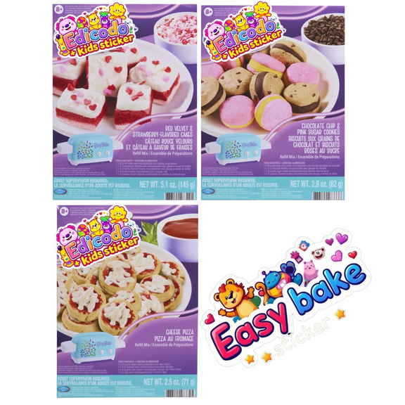 Ultimate Easy-Bake Mix 3-Pack, Red Velvet & Strawberry Cake, Pizza, Chocolate Chip & Sugar Cookie, Bowl, Whisk, Edicodo Exclusive, Bundle