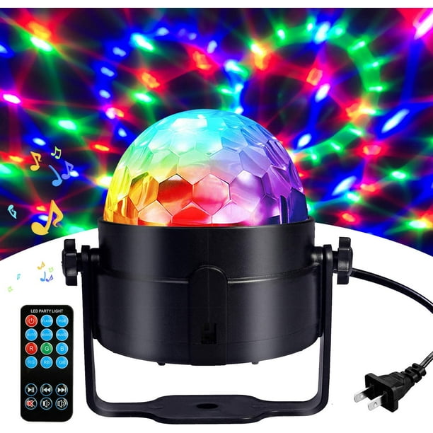 Con luces de DJ controladas a distancia, una bola de luz LED de 3 W, un espectáculo de luces de baile para fiestas en casa, fiestas de cumpleaños infantiles y bares de clubes.