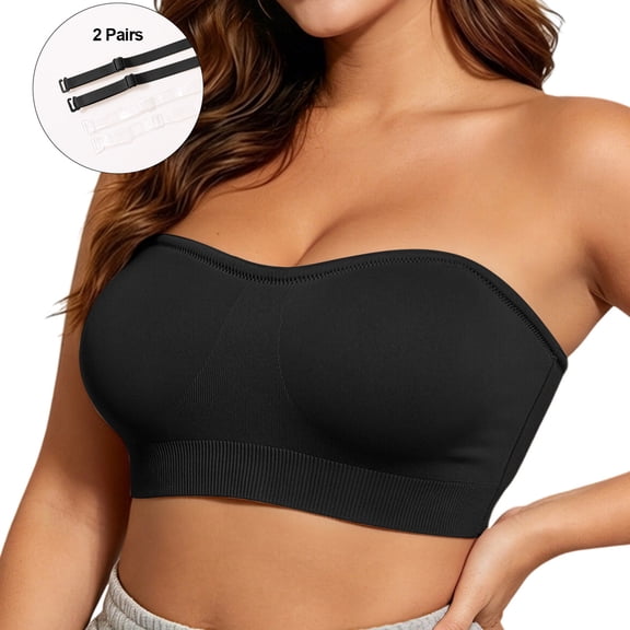 Wutalume Strapless Bras for Women with Removable Straps - Convertible Multi-Way Bandeau Bra, Strapless Bra for Wedding or Party,Black 32